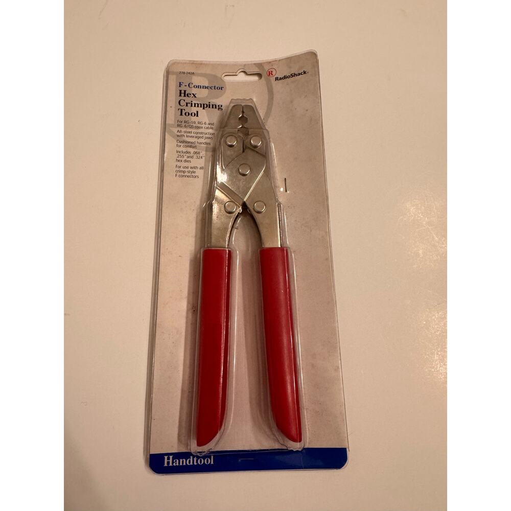 New in Package RadioShack F-Connector Hex Crimping Tool 3 Hex Dies